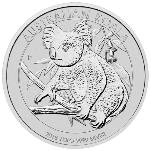 Vorderseite der 1 kg Silber Australian Koala 2018 von Hersteller Perth Mint