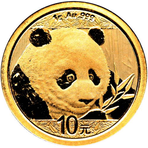 Vorderseite Goldmünze 1 Gramm China Panda 2018, der Hersteller China Mint / China Gold Coin Inc./ Shanghai Mint