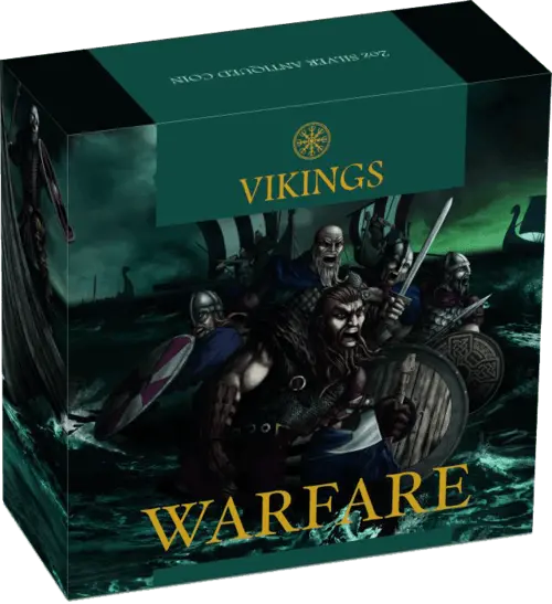 Verpackung 2 Unzen Silber Kriegsführung Wikinger 2018, von dem Hersteller Perth Mint