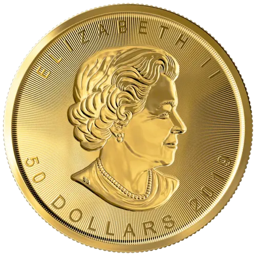 Rückseite Goldmünze 1 Unze Maple Leaf Incuse 2019, der Hersteller Royal Canadian Mint