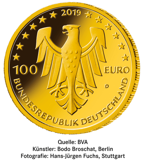  1/2 Unze Gold 100 Euro Deutschland 2019 UNESCO Welterbe - Dom zu Speyer Werteseite