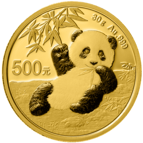 Vorderseite 30 g Gold China Panda 2020