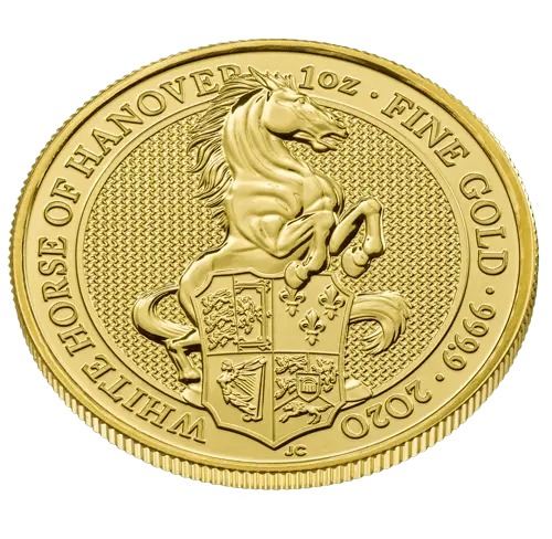 Obenansicht Goldmünze 1 Unze The Queen´s Beasts - White Horse of Hanover 2020, der Hersteller Royal Mint