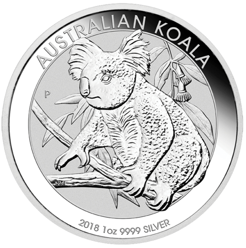 Vorderseite der 1 Unze Silber Australian Koala 2018 von Hersteller Perth Mint