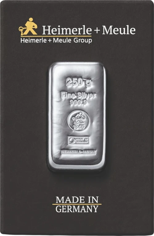 250 g Silberbarren Heimerle und Meule gegossen