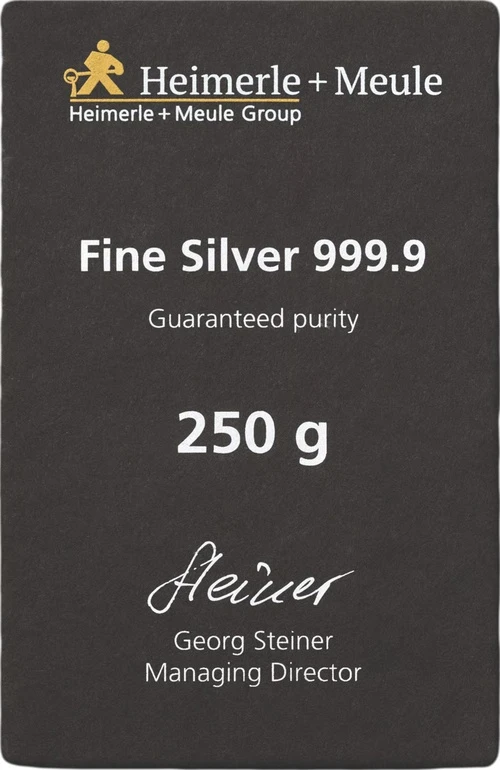 250 g Silberbarren Heimerle und Meule gegossen 250 g Silberbarren Heimerle und Meule gegossen