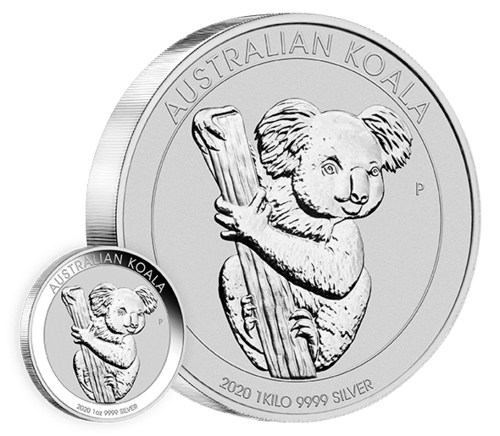 Vorderseite der 1 Unze Silber Australian Koala 2020 von Hersteller Perth Mint