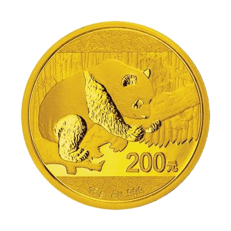 Vorderseite Goldmünze 15 Gramm China Panda 2016, der Hersteller China Mint / China Gold Coin Inc./ Shanghai Mint