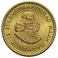 3,66 g Gold 1 Rand Goldmünze Südafrika Motiv