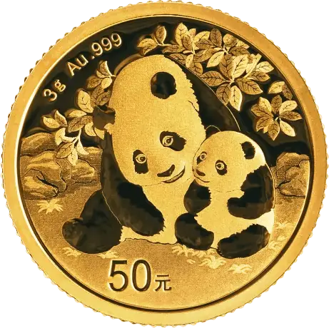 3 g China Panda Goldmünze Motivseite