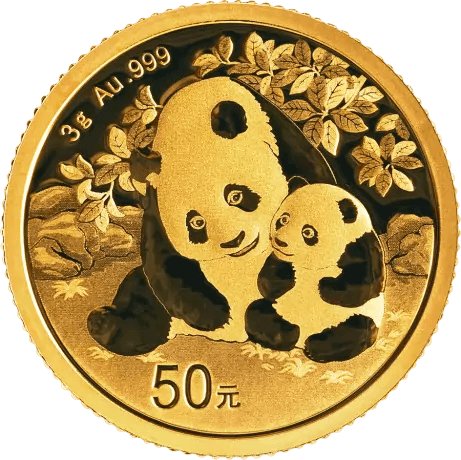 3 g China Panda Goldmünze Motivseite
