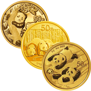 1/10 Unze Gold China Panda diverse Jahrgänge