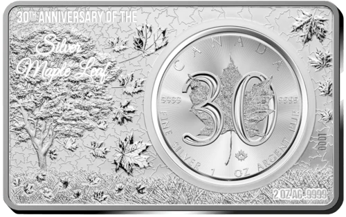 3 Unzen Silber Münz-Barren-Set Maple Leaf 30th Anniversary 2018 