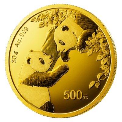 30 g China Panda Goldmünze Motivseite