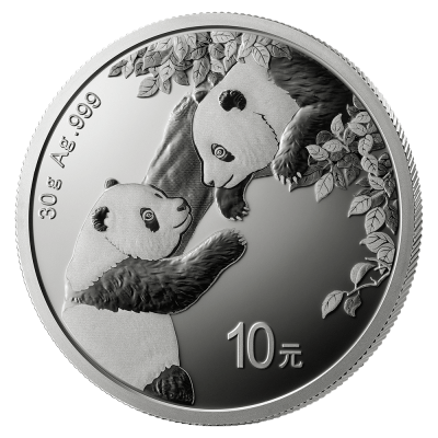 30 g China Panda Silbermünze Motivseite