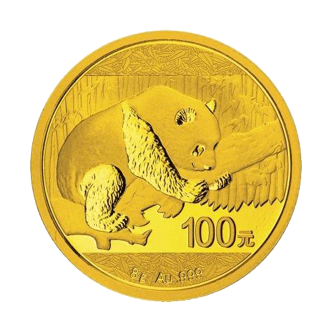 Vorderseite Goldmünze 8 Gramm China Panda 2016, der Hersteller China Mint / China Gold Coin Inc./ Shanghai Mint 
