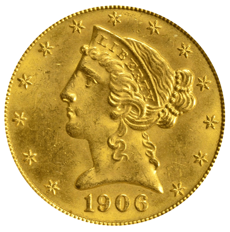 Vorderseite Goldmünze 1/4 Unze 5 US-Dollar Liberty Head diverse Jahrgänge, der Hersteller United States Mint