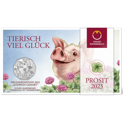 7,78 g Silber Neujahrsmünze Schwein gehabt 2023 - Handgehoben