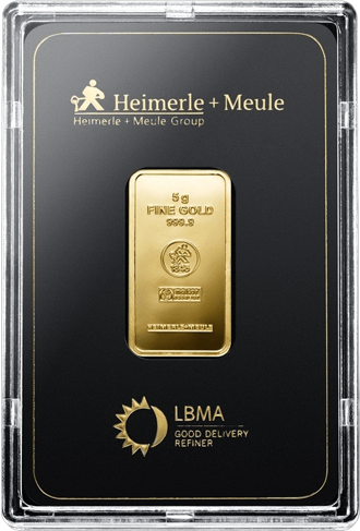 5 g Goldbarren Heimerle und Meule geprägt