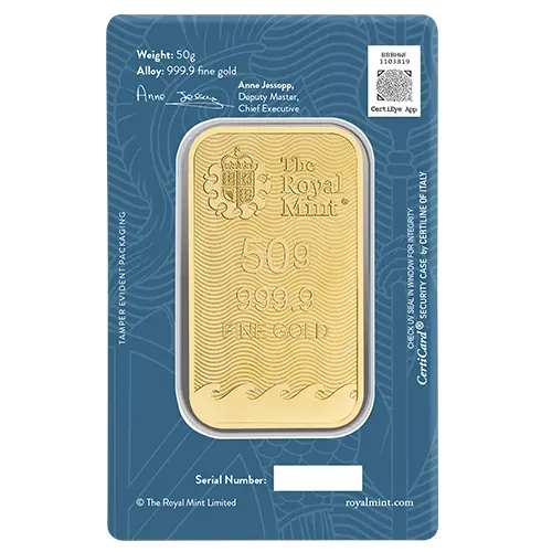 50 g Goldbarren Britannia Royal Mint NEU