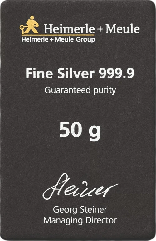 50 g Silberbarren Heimerle und Meule gegossen