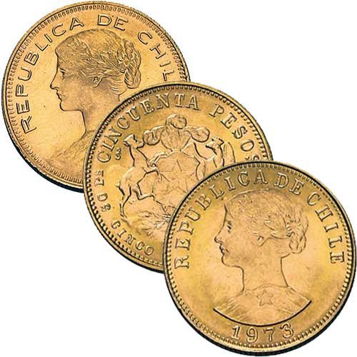 9,15 g Gold Chile 50 Pesos diverse Jahrgänge