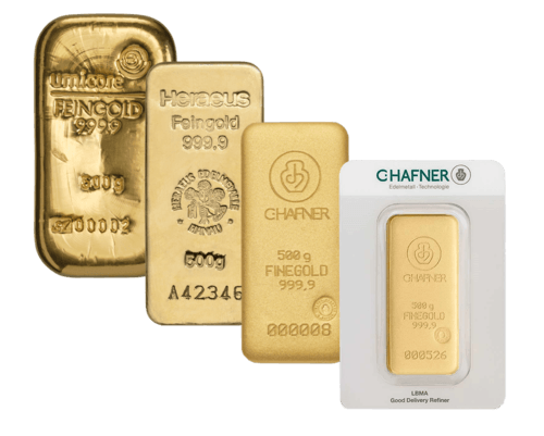 Goldbarren 500 Gramm von Heraeus, Umicore oder Degussa | Goldbarren 500 Gramm von Heraeus, Umicore oder Degussa