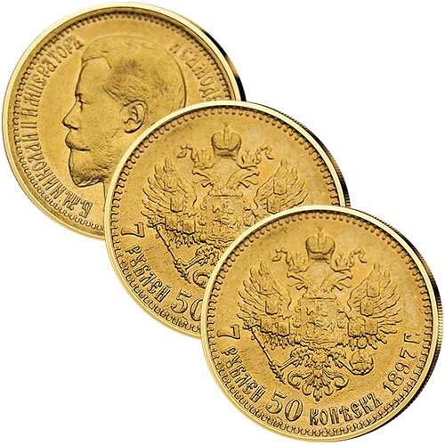 5,81 g Gold 7,5 Rubel Russland diverse Jahrgänge Sammelbild