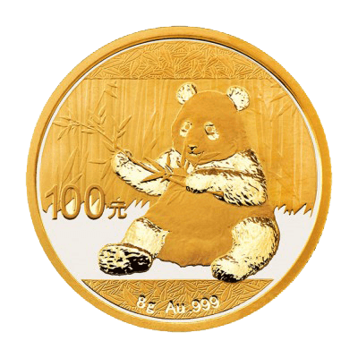 Vorderseite Goldmünze 8 Gramm China Panda 2017, der Hersteller China Mint / China Gold Coin Inc./ Shanghai Mint