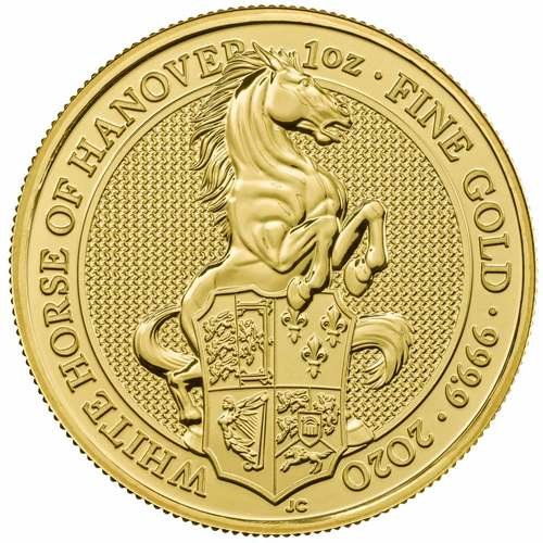 Vorderseite Goldmünze 1 Unze The Queen´s Beasts - White Horse of Hanover 2020, der Hersteller Royal Mint