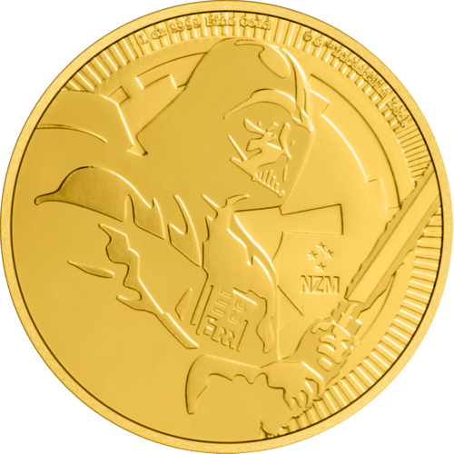 Vorderseite Goldmünze 1 Unze Star Wars Darth Vader 2020, der Hersteller New Zealand Mint