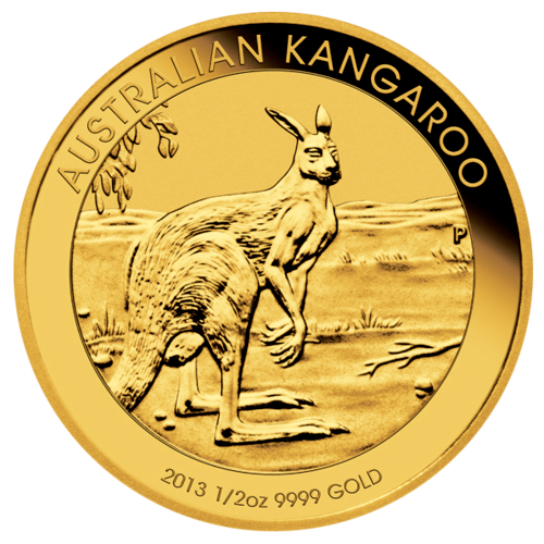Vorderseite Goldmünze 1/2 Unze Australian Känguru 2014, der Hersteller Perth Mint Australia