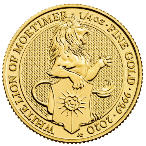 Vorderseite 1/4 oz Gold The Queen´s Beasts - White Lion of Mortimer 2020 