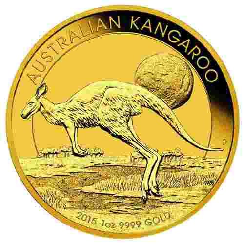 Vorderseite Goldmünze 1 Unze Australian Känguru 2015, der Hersteller Perth Mint Australia