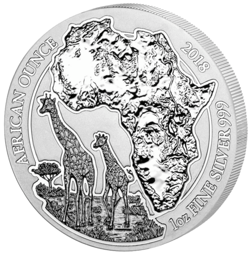 Vorderseite der 1 Unze Silber Ruanda Giraffe 2018 von Hersteller Diverse Münzprägestätten