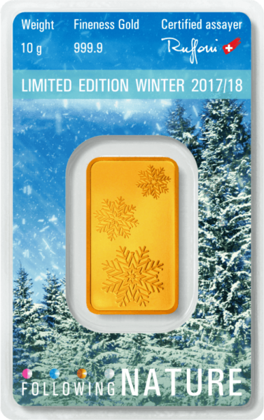 10 g Goldbarren Heraeus Following Nature 2017/18 Winter