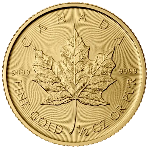 Vorderseite Goldmünze 1/2 Unze Maple Leaf diverse Jahrgänge, der Hersteller Royal Canadian Mint