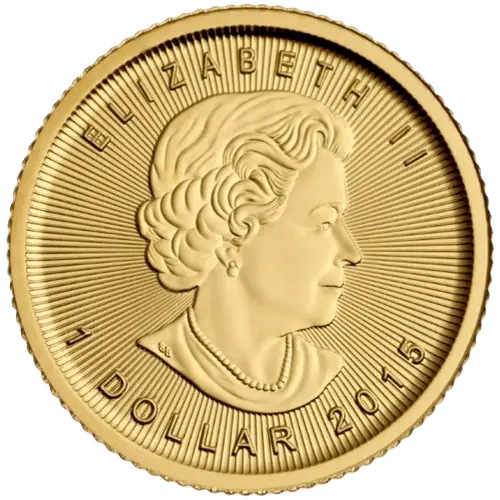 Rückseite Goldmünze 1/20 Unze Maple Leaf diverse Jahrgänge, der Hersteller Royal Canadian Mint