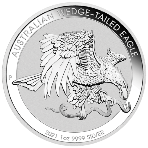 Vorderseite der 1 Unze Silber Wedge-tailed Eagle 2021 von Hersteller Perth Mint