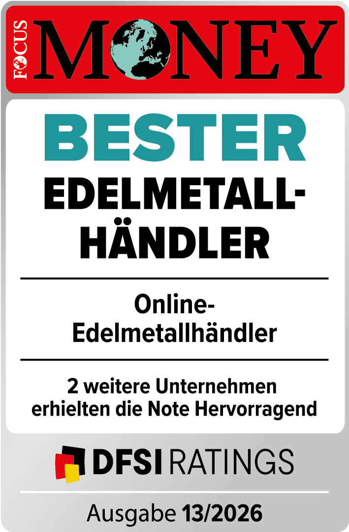 Bei uns* sind Sie in guten Händen. FOCUS MONEY hat GoldSilberShop.de mehrfach als Besten Edelmetallhändler ausgezeichnet!
