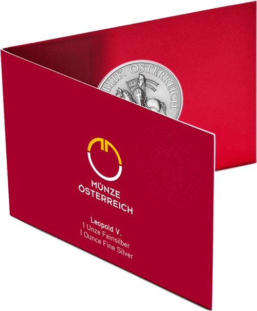 1 Unze Silber 825 Jahre Münze Wien Leopold V. 2019 in Verpackung