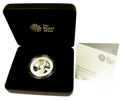 1 Unze Silber Britannia 2017 - Polierte platte in Aufbewahrungsbox und Zertifikat
