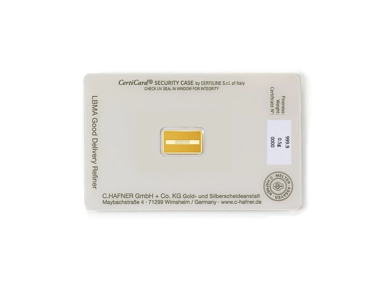 0,5 g Goldbarren C. Hafner 0,5 g Goldbarren C. Hafner