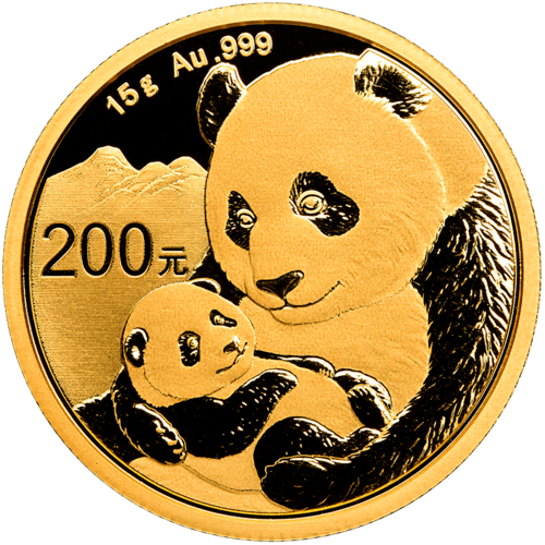 Vorderseite 15 g Gold China Panda 2019 