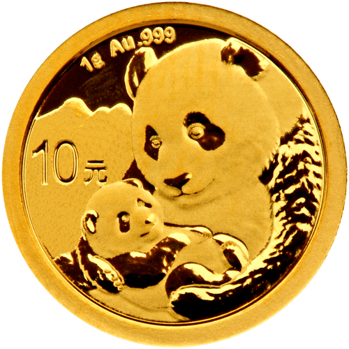 Vorderseite Goldmünze 1 Gramm China Panda 2019, der Hersteller China Mint / China Gold Coin Inc./ Shanghai Mint