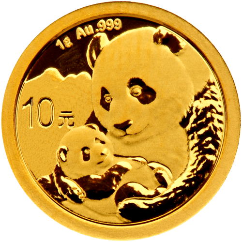 Vorderseite Goldmünze 1 Gramm China Panda 2019, der Hersteller China Mint / China Gold Coin Inc./ Shanghai Mint