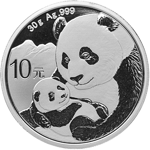 Vorderseite der 30 g Silber China Panda 2019 von Hersteller China Mint