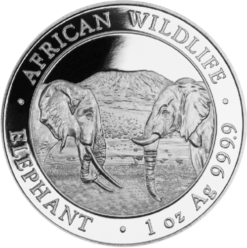 Vorderseite der 1 Unze Silber Somalia Elefant 2020 von Hersteller Geiger Edelmetalle AG