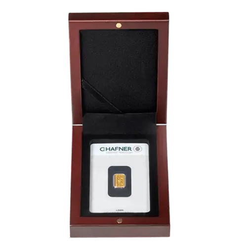 etui volterra goldbarren in blister mahagoni offen
