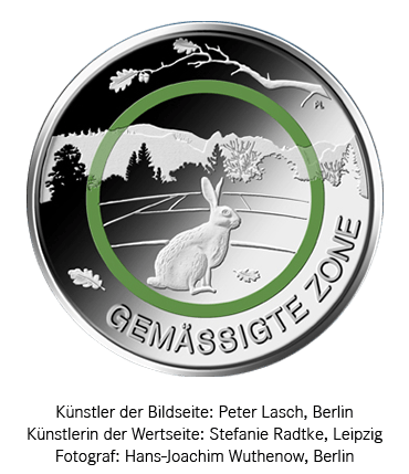 Vorderseite der 5 Euro-Sammlermünze 2019 Gemäßigte Zone - Stempelglanz von Münze Deutschland